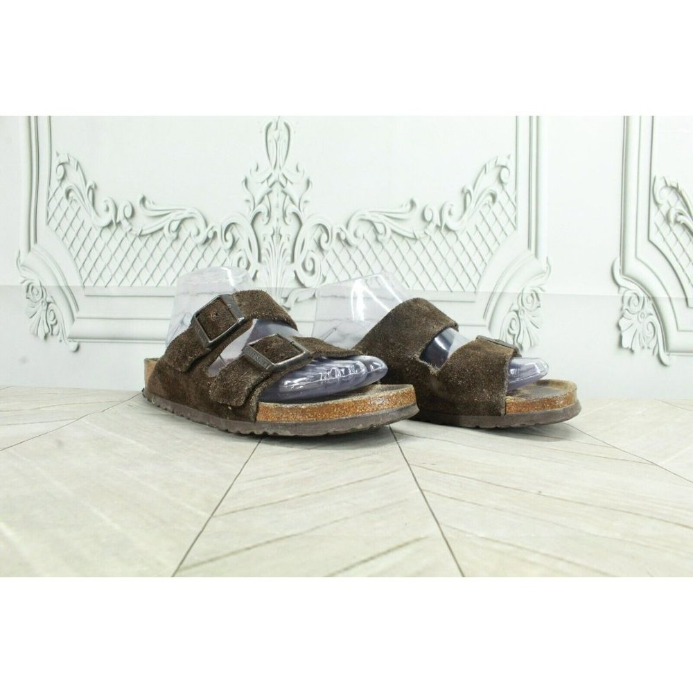 Birkenstock Arizona Brown Suede Double-Strap Slide Sandals Size 38 US 7 - Picture 3 of 9